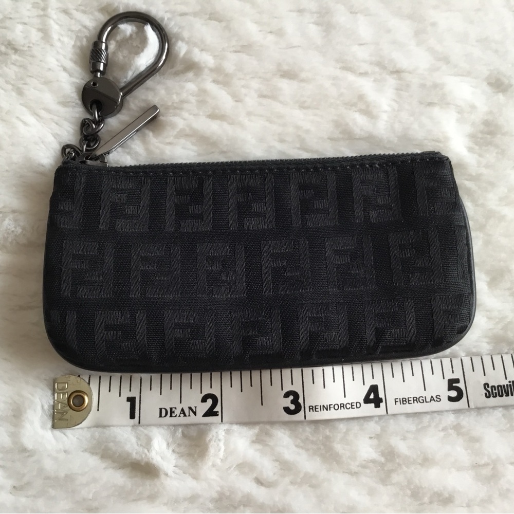 Auth FENDI Zucchino Small Pouch keychain Black Canvas - Picture 5 of 9